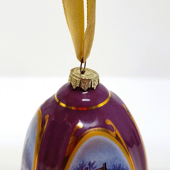Valerie Parr Hill Mr. Christmas PURPLE Musical Egg Trinket Box Ornament Sleigh - Picture 9 of 12
